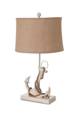 Set of Two Tan and White Anchor Table Lamps - Homeroots