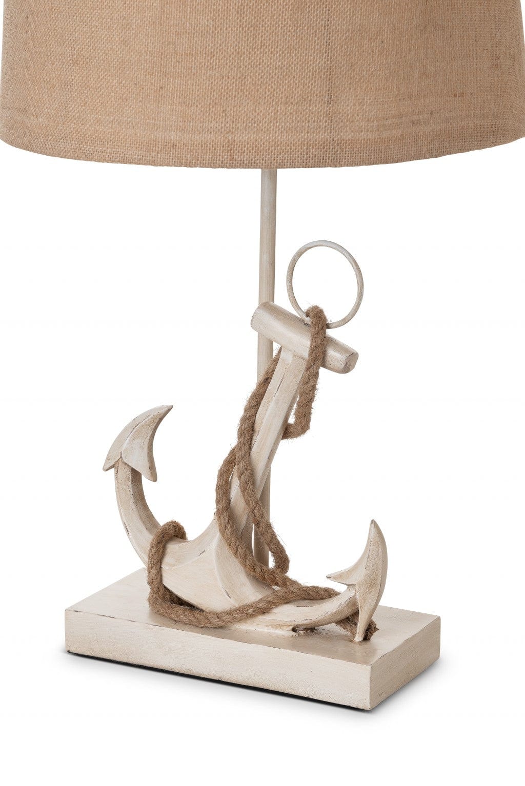 Set of Two Tan and White Anchor Table Lamps - Homeroots