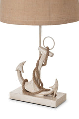 Set of Two Tan and White Anchor Table Lamps - Homeroots