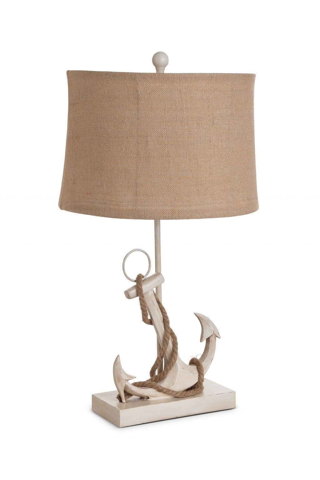 Set of Two Tan and White Anchor Table Lamps - Homeroots