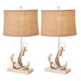 Set of Two Tan and White Anchor Table Lamps - Homeroots - Flyclothing LLC