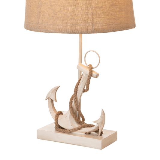 Set of Two Tan and White Anchor Table Lamps - Homeroots
