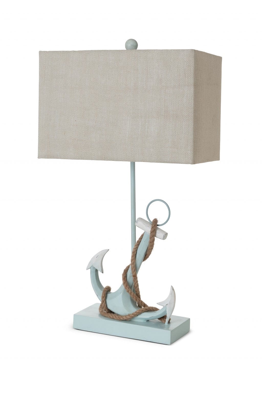 Set of Two 28" Blue Coastal Anchor Table Lamps With Beige Shade - Homeroots