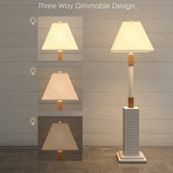63" White Floor Lamp With White Linen Shade - Homeroots