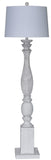 63" White Wash Plantation Resin Floor Lamp With White Fabric Drum Shade - Homeroots