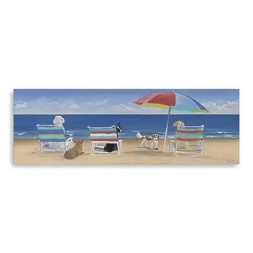 30" x 10" Dogs Perfect Beach Day Canvas Wall Art - Homeroots - Flyclothing LLC