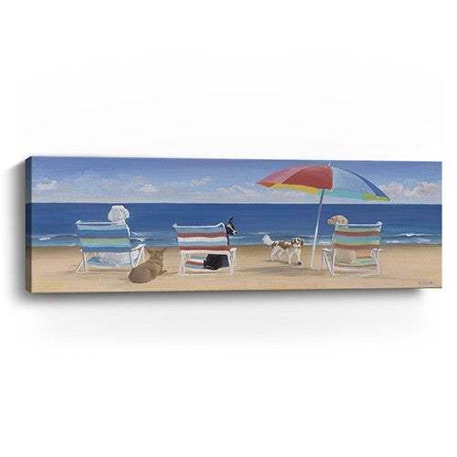 30" x 10" Dogs Perfect Beach Day Canvas Wall Art - Homeroots - Flyclothing LLC
