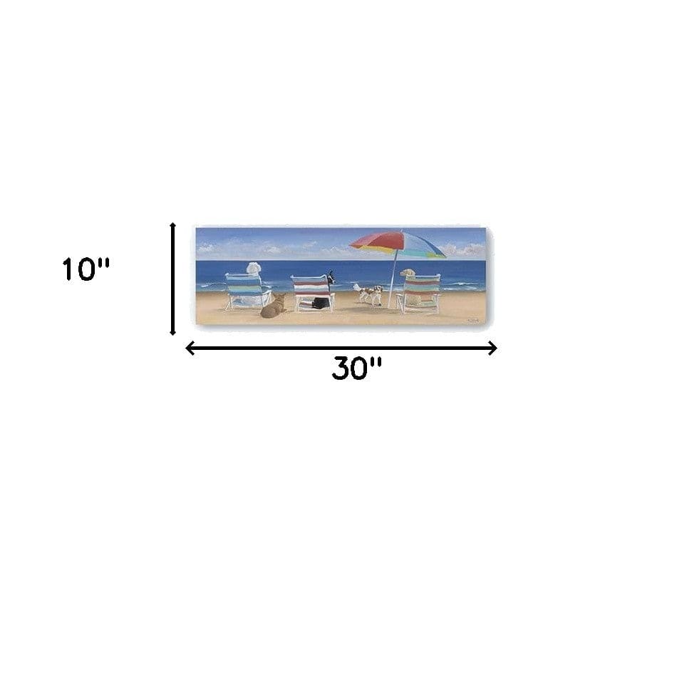 30" x 10" Dogs Perfect Beach Day Canvas Wall Art - Homeroots - Flyclothing LLC