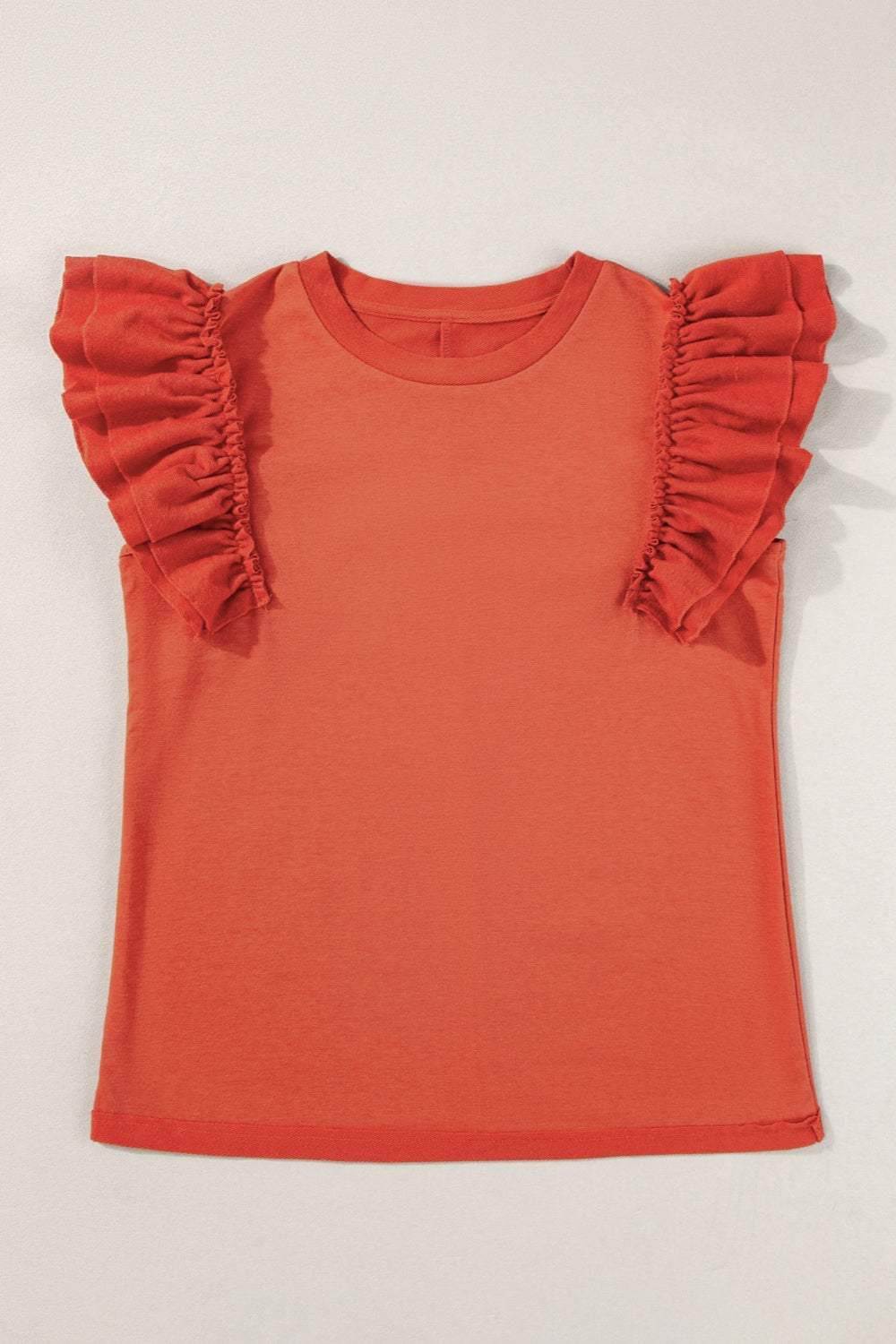 Ruffled Round Neck Cap Sleeve Blouse - Trendsi - Flyclothing LLC