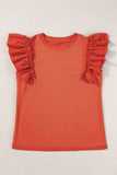Ruffled Round Neck Cap Sleeve Blouse - Trendsi - Flyclothing LLC