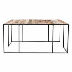 Set of Three 39" Brown And Black Solid Wood And Iron Square Nested Coffee Tables - Homeroots