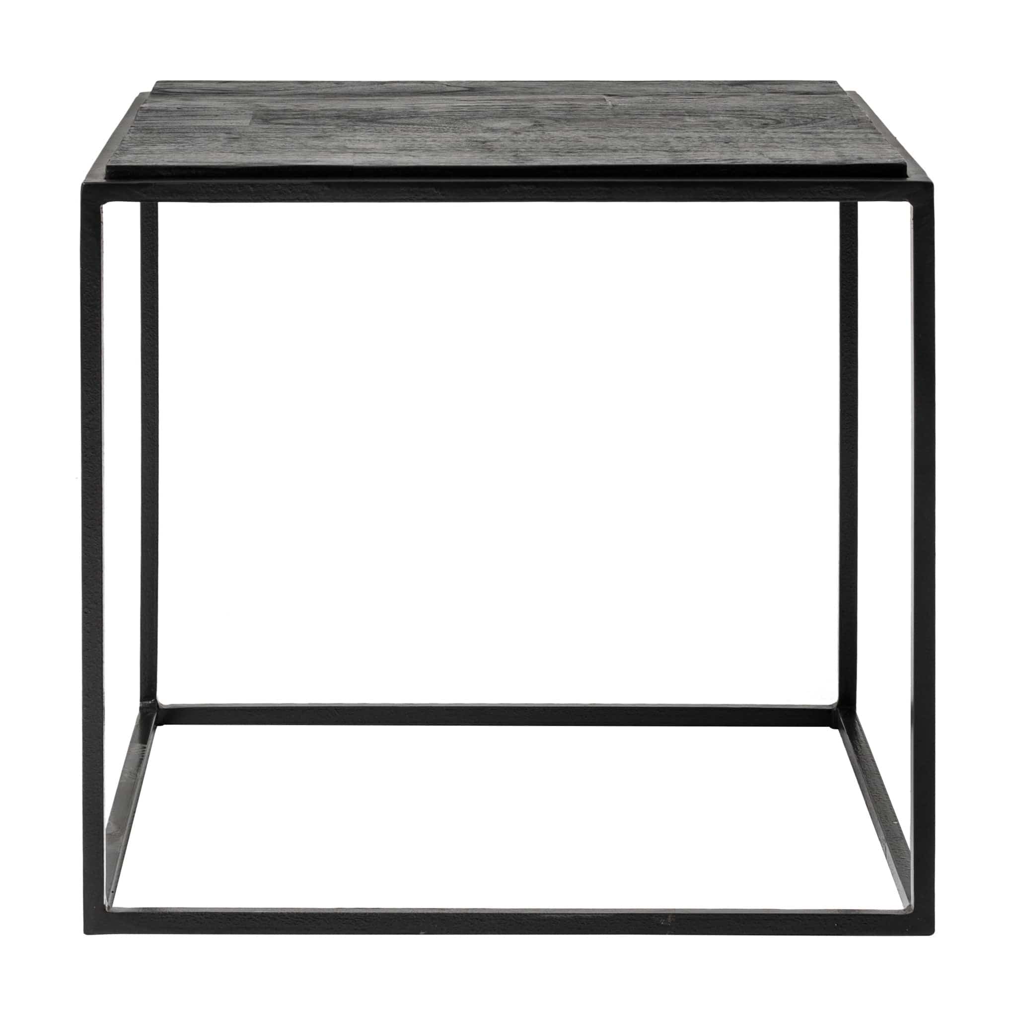 Set of Three 39" Brown And Black Solid Wood And Iron Square Nested Coffee Tables - Homeroots