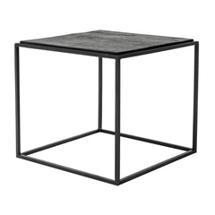 Set of Three 39" Brown And Black Solid Wood And Iron Square Nested Coffee Tables - Homeroots