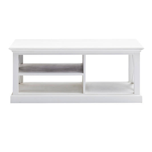 47" White Solid Wood And Solid And Manufactured Wood Coffee Table With Three Shelves - Homeroots