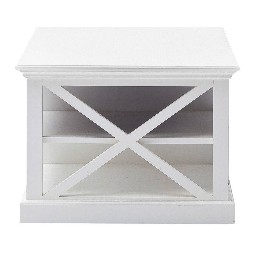 47" White Solid Wood And Solid And Manufactured Wood Coffee Table With Three Shelves - Homeroots