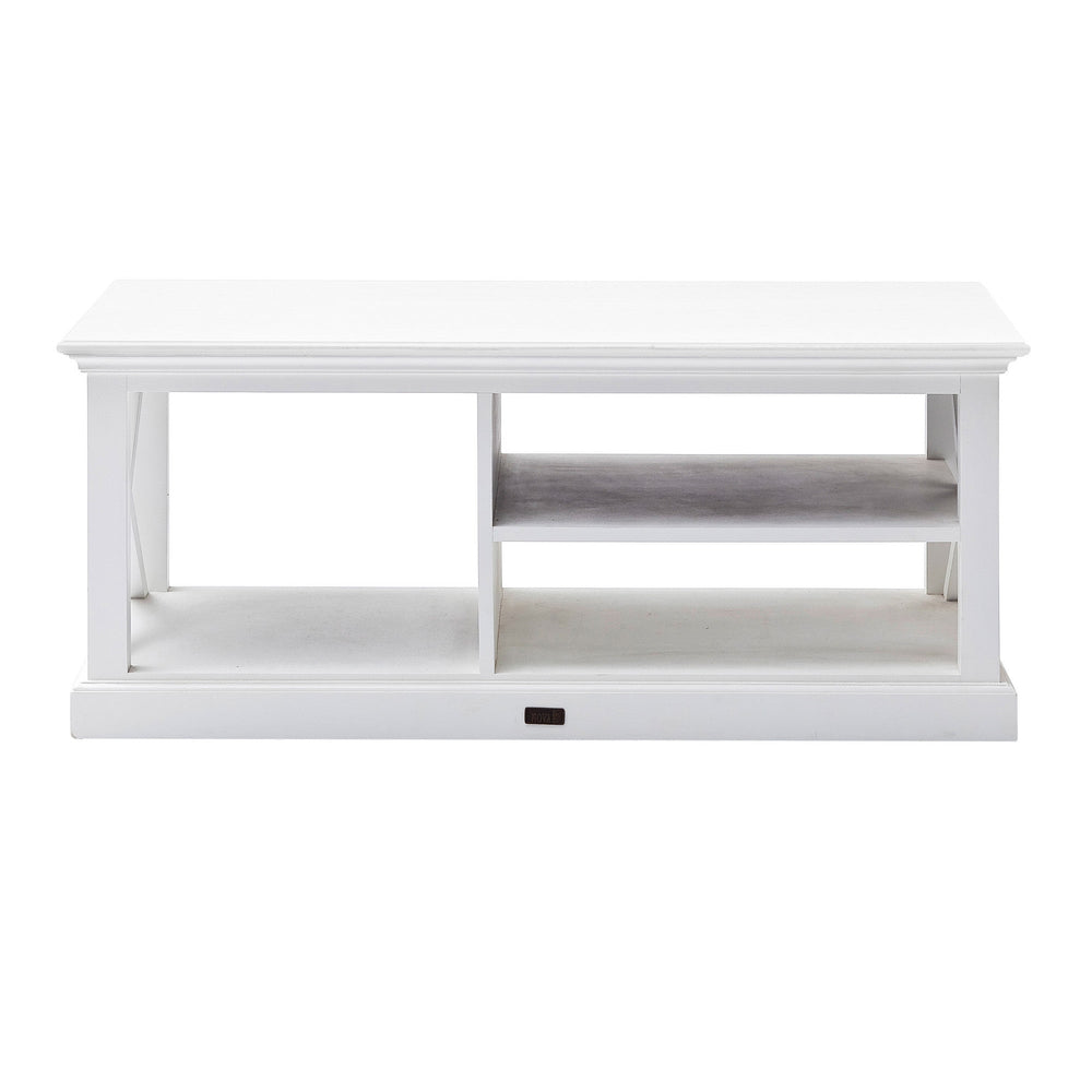 47" White Solid Wood And Solid And Manufactured Wood Coffee Table With Three Shelves - Homeroots