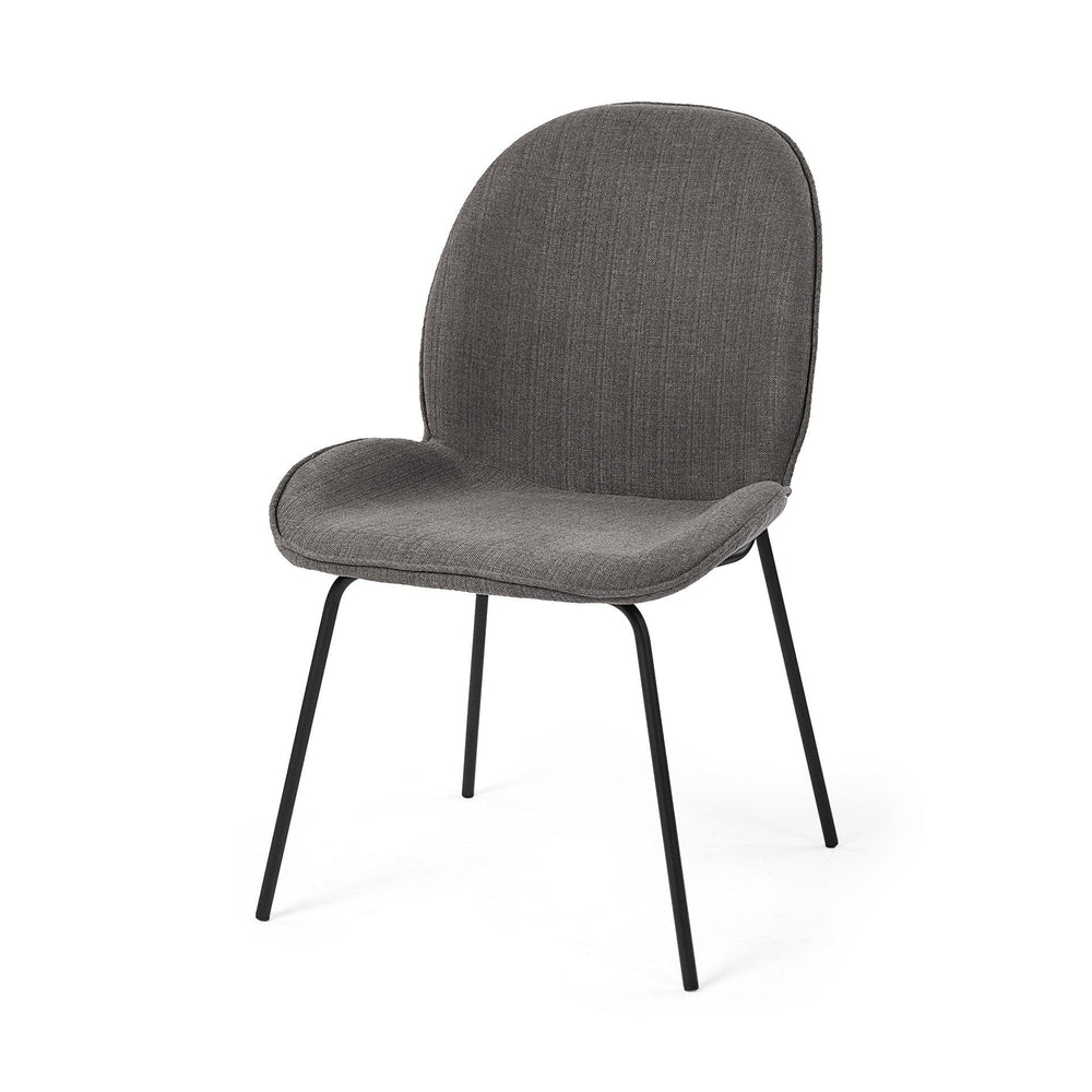 Set Of Two Gray And Black Upholstered Fabric Side Chairs - Homeroots