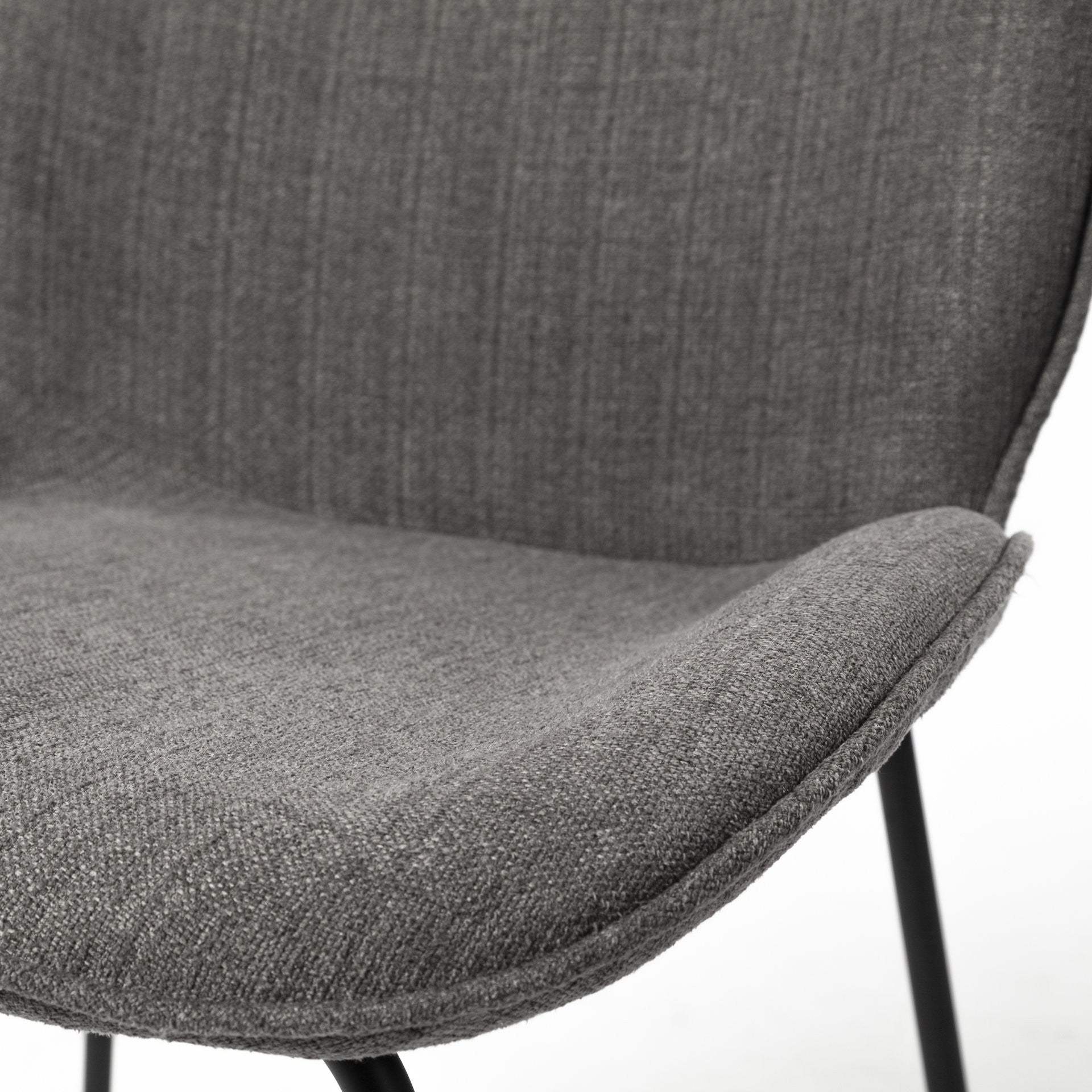 Set Of Two Gray And Black Upholstered Fabric Side Chairs - Homeroots - Flyclothing LLC