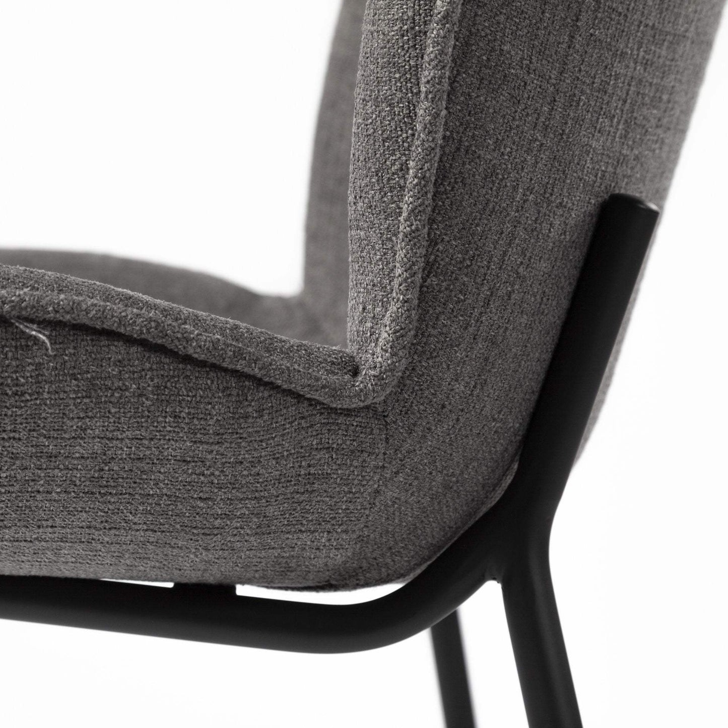 Set Of Two Gray And Black Upholstered Fabric Side Chairs - Homeroots - Flyclothing LLC