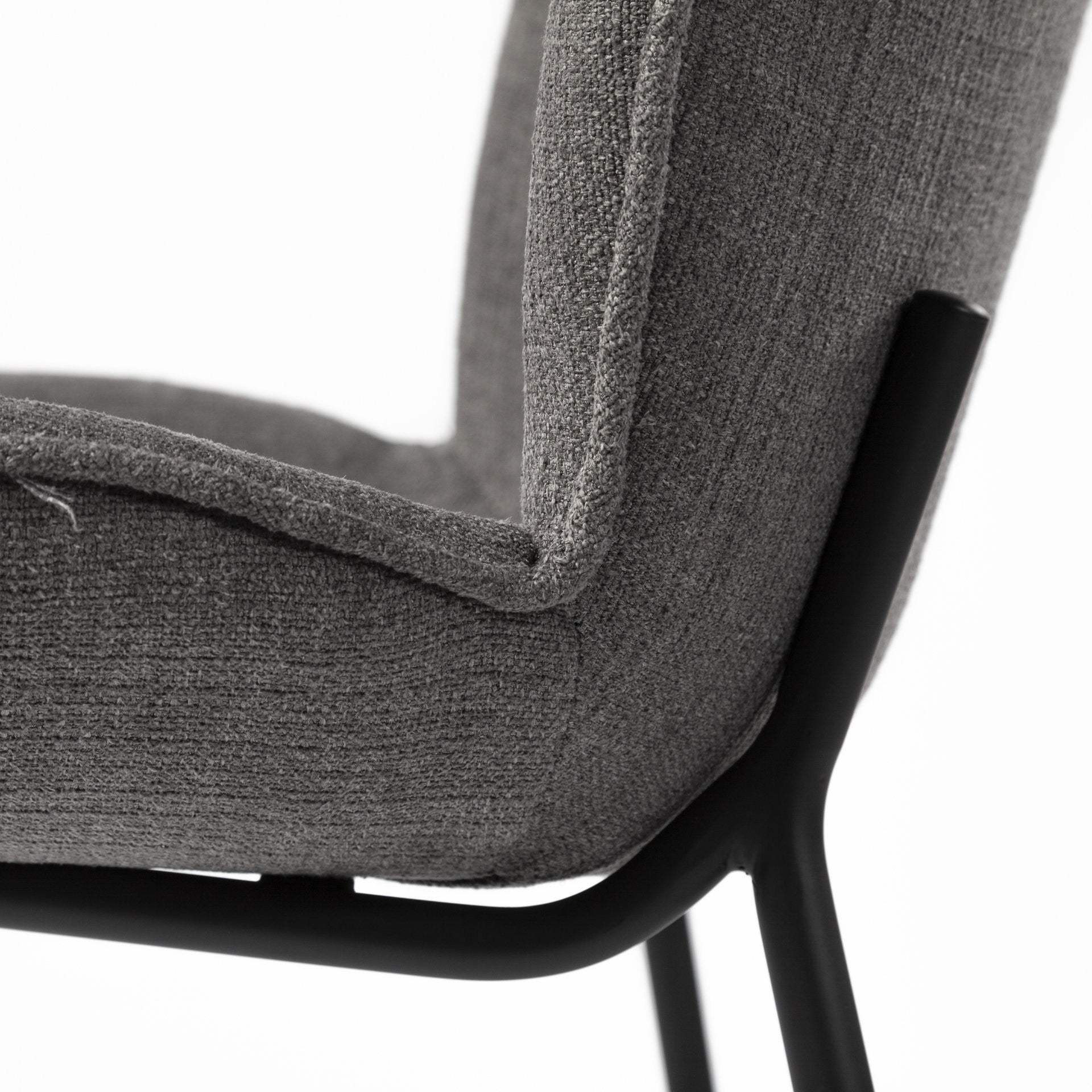 Set Of Two Gray And Black Upholstered Fabric Side Chairs - Homeroots - Flyclothing LLC