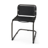 Black Leather Metal Open Back Dining Side Chair - Homeroots