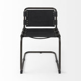 Black Leather Metal Open Back Dining Side Chair - Homeroots