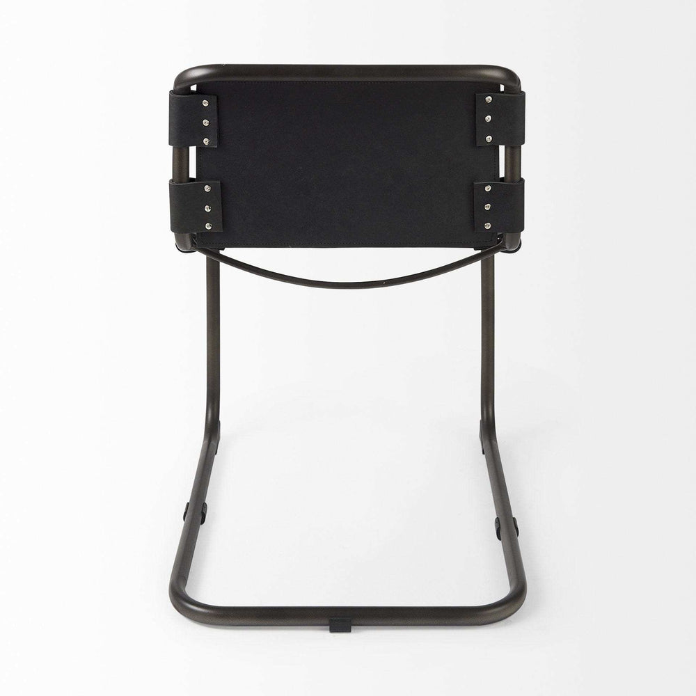 Black Leather Metal Open Back Dining Side Chair - Homeroots - Flyclothing LLC