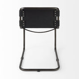 Black Leather Metal Open Back Dining Side Chair - Homeroots