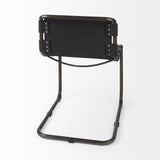 Black Leather Metal Open Back Dining Side Chair - Homeroots