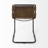 Brown And Black Leather Metal Open Back Dining Side Chair - Homeroots