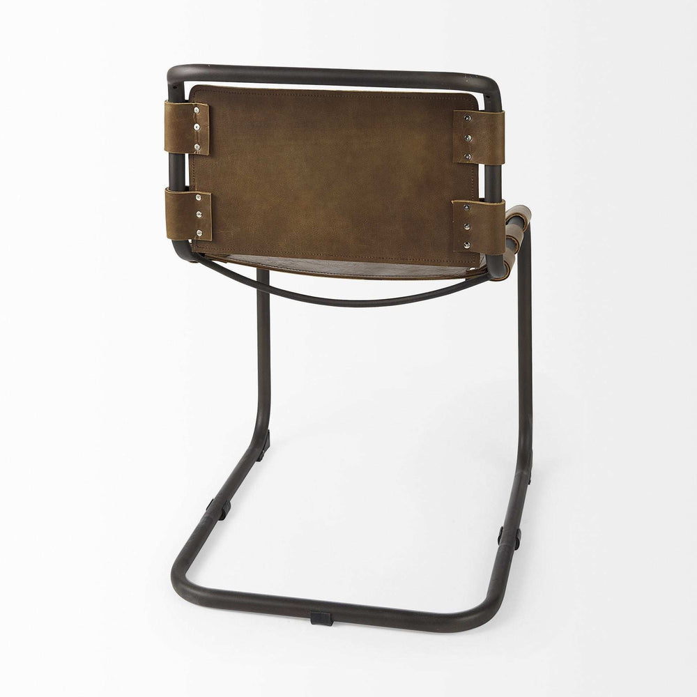 Brown And Black Leather Metal Open Back Dining Side Chair - Homeroots - Flyclothing LLC