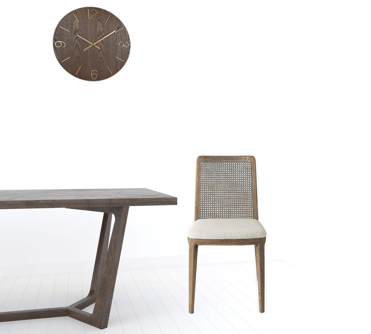Set Of Two Cream And Brown Upholstered Fabric Cross Back Side Chairs - Homeroots - Flyclothing LLC
