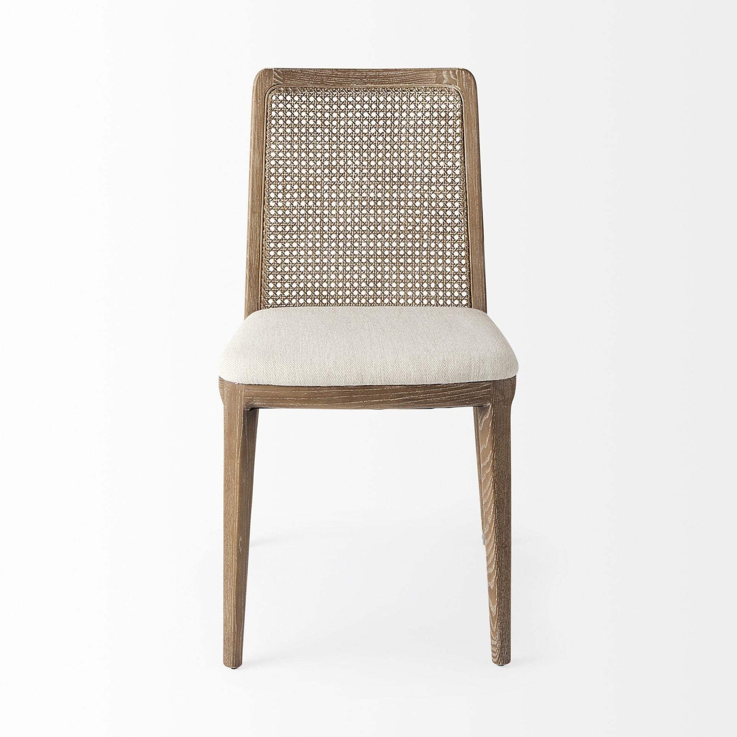 Set Of Two Cream And Brown Upholstered Fabric Cross Back Side Chairs - Homeroots - Flyclothing LLC