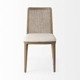 Set Of Two Cream And Brown Upholstered Fabric Cross Back Side Chairs - Homeroots