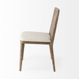 Set Of Two Cream And Brown Upholstered Fabric Cross Back Side Chairs - Homeroots