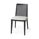 Set Of Two Black Upholstered Fabric Cross Back Side Chairs - Homeroots