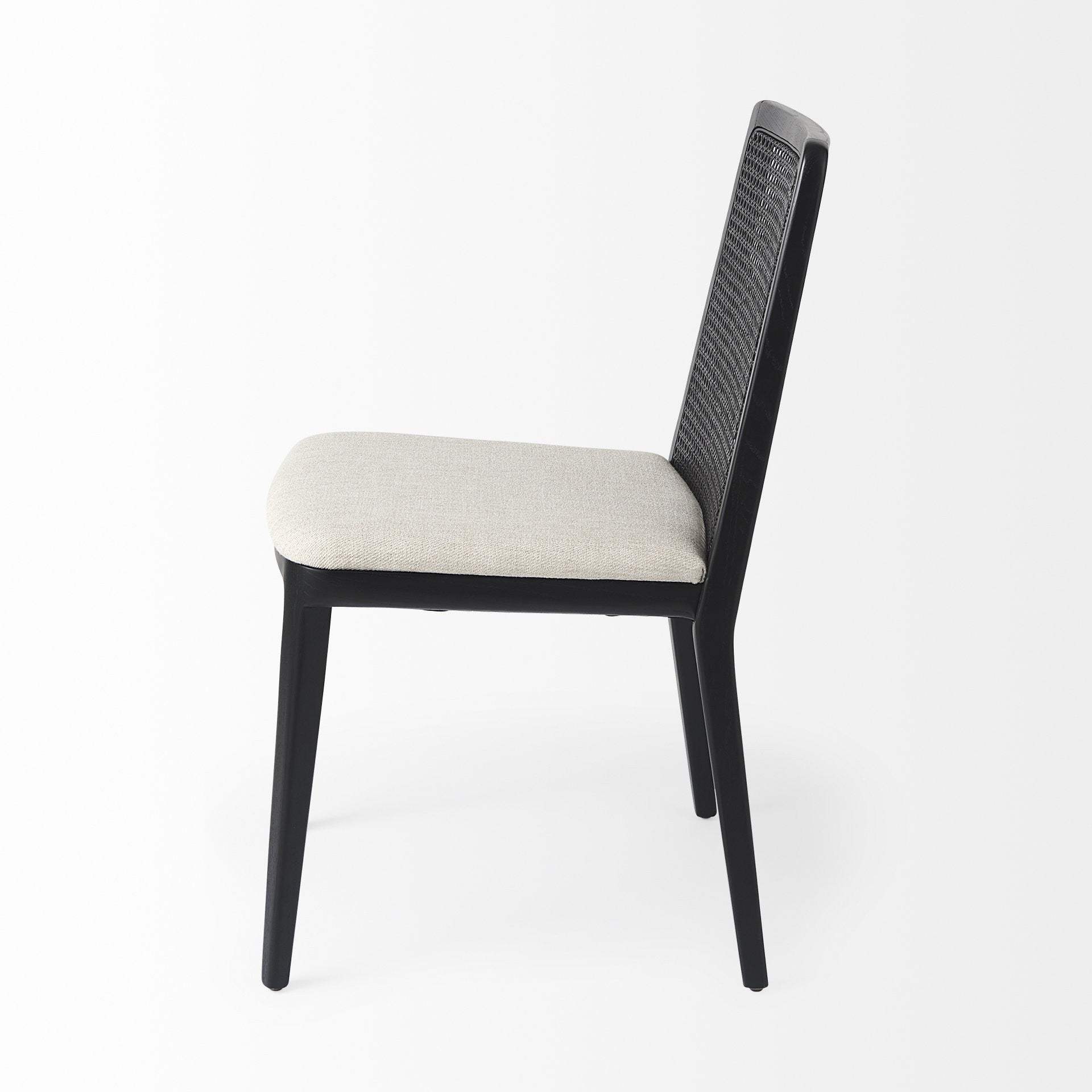 Set Of Two Black Upholstered Fabric Cross Back Side Chairs - Homeroots - Flyclothing LLC