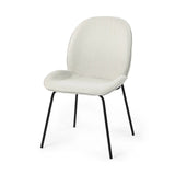 Set Of Two White And Black Upholstered Fabric Side Chairs - Homeroots