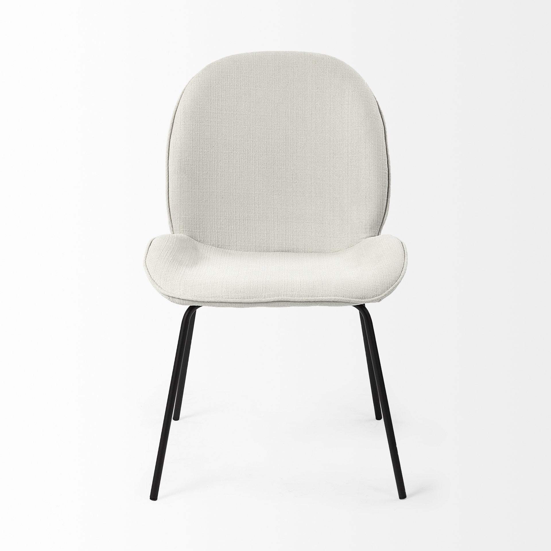 Set Of Two White And Black Upholstered Fabric Side Chairs - Homeroots - Flyclothing LLC