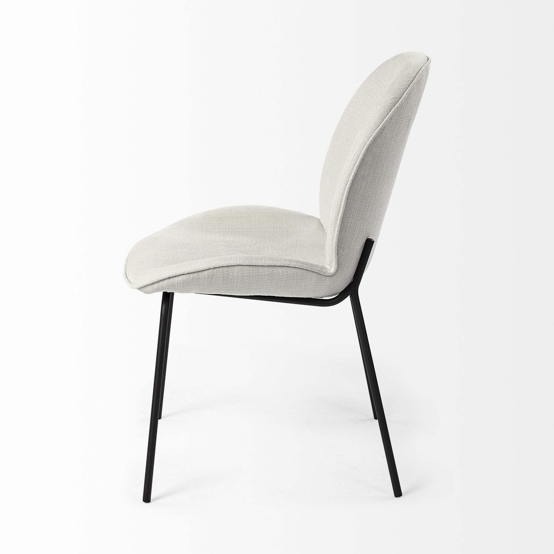 Set Of Two White And Black Upholstered Fabric Side Chairs - Homeroots - Flyclothing LLC