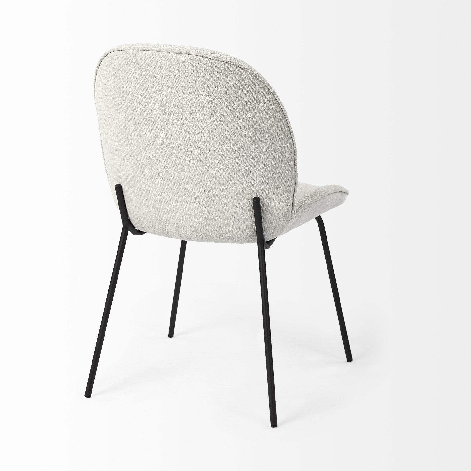 Set Of Two White And Black Upholstered Fabric Side Chairs - Homeroots - Flyclothing LLC