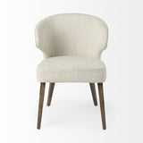 Ivory and Brown Mid Century Wingback Dining Chair - Homeroots