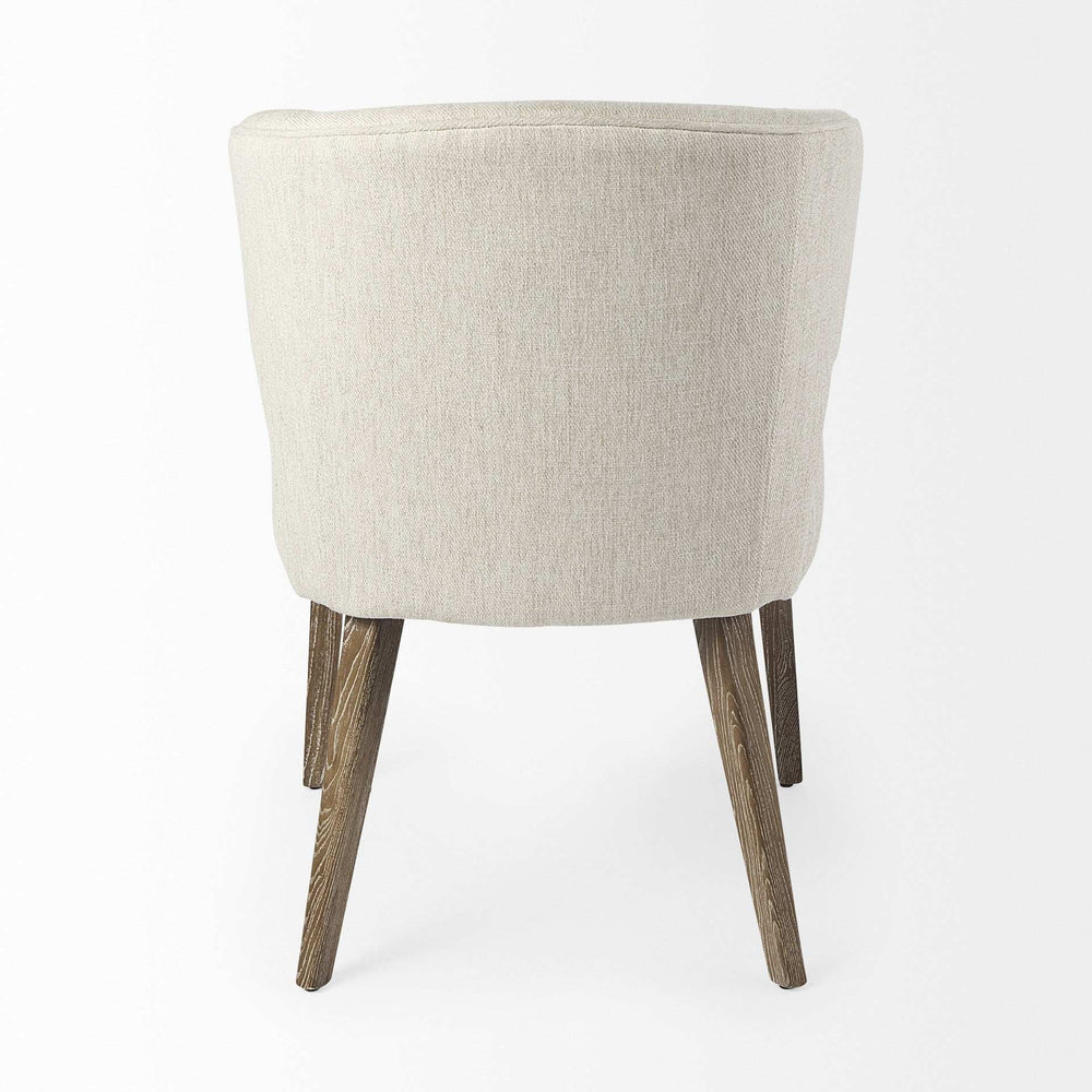 Ivory and Brown Mid Century Wingback Dining Chair - Homeroots - Flyclothing LLC