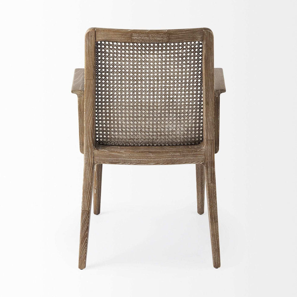 Light Natural and Cream Uholstery and Cane Dining Armchair - Homeroots - Flyclothing LLC