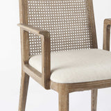 Light Natural and Cream Uholstery and Cane Dining Armchair - Homeroots - Flyclothing LLC