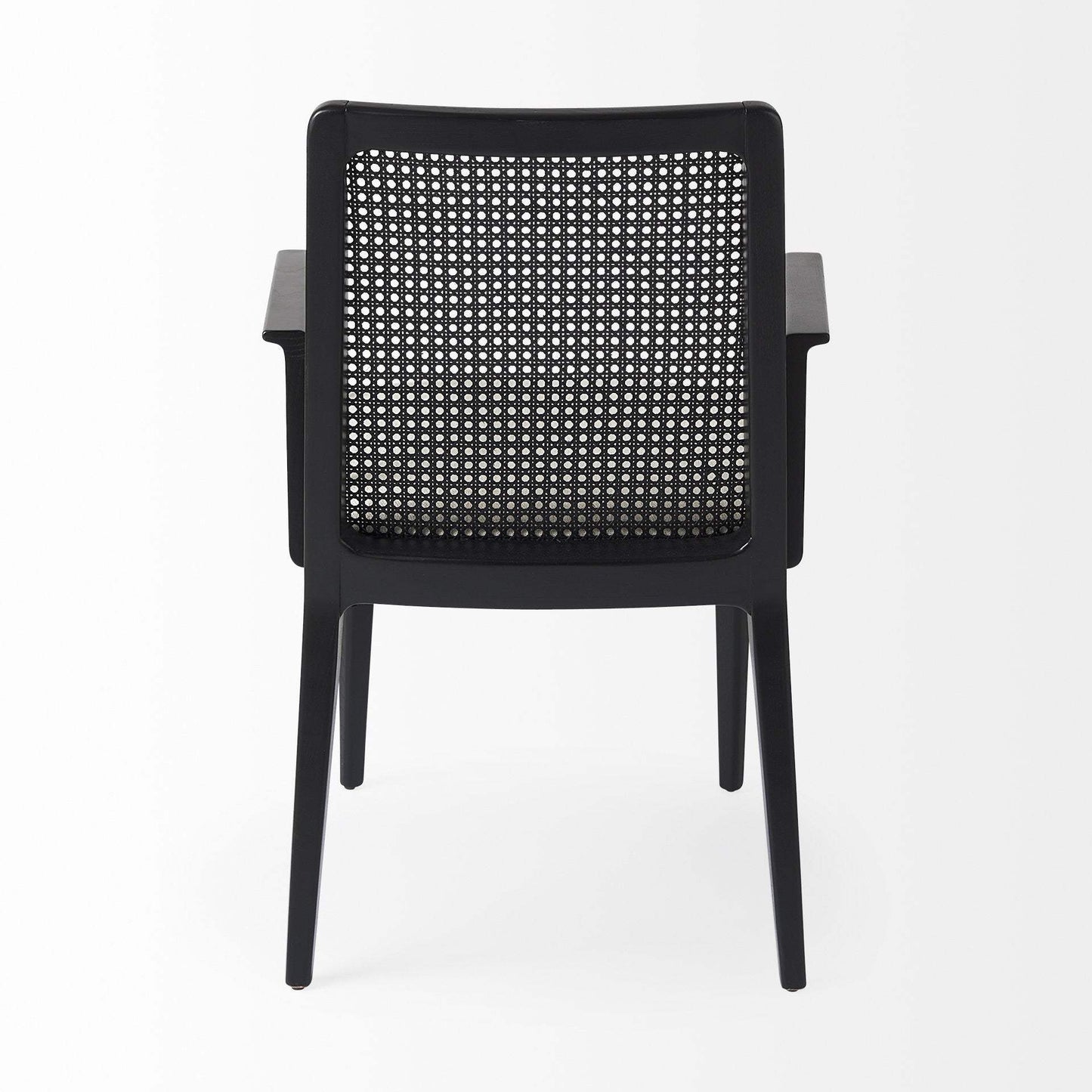 Black and Cream Uholstery and Cane Dining Armchair - Homeroots - Flyclothing LLC