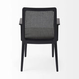 Black and Cream Uholstery and Cane Dining Armchair - Homeroots - Flyclothing LLC