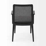 Black and Cream Uholstery and Cane Dining Armchair - Homeroots