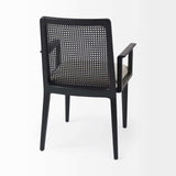 Black and Cream Uholstery and Cane Dining Armchair - Homeroots - Flyclothing LLC