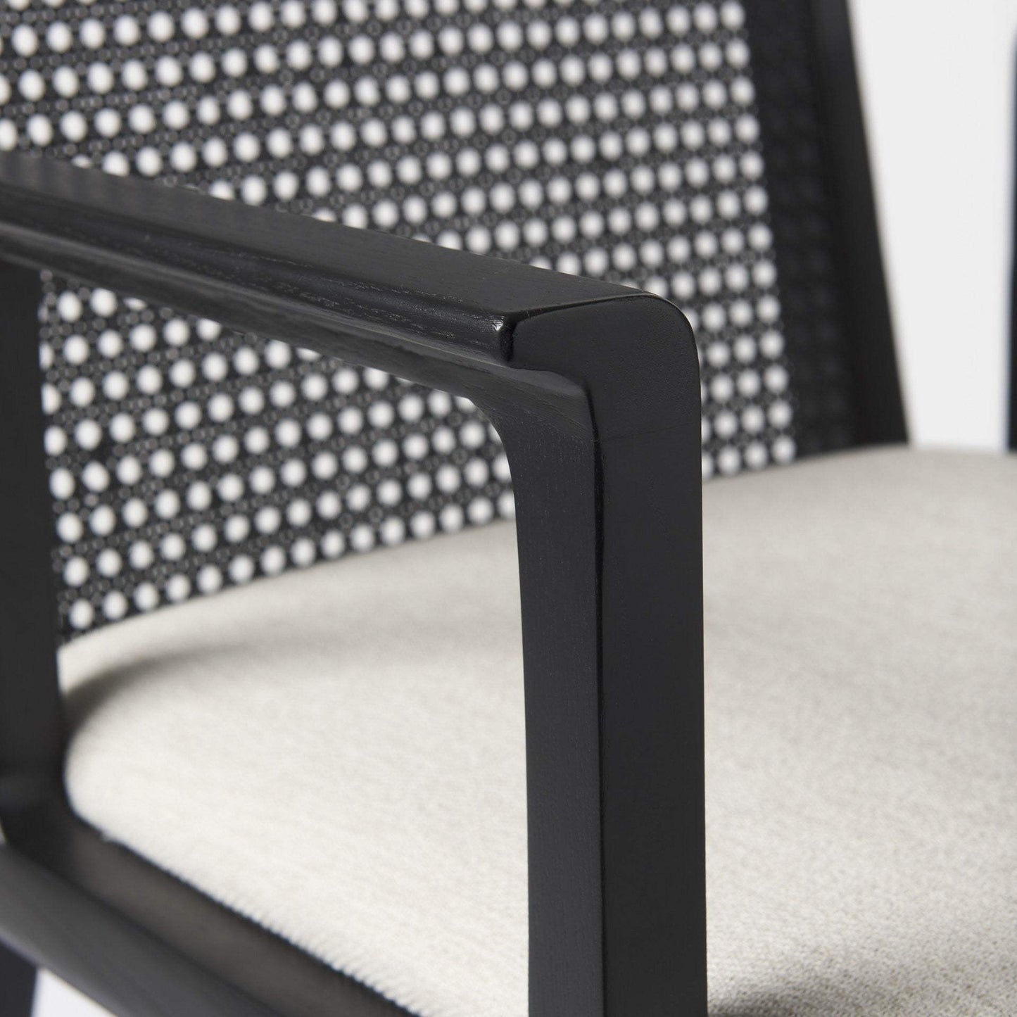 Black and Cream Uholstery and Cane Dining Armchair - Homeroots - Flyclothing LLC